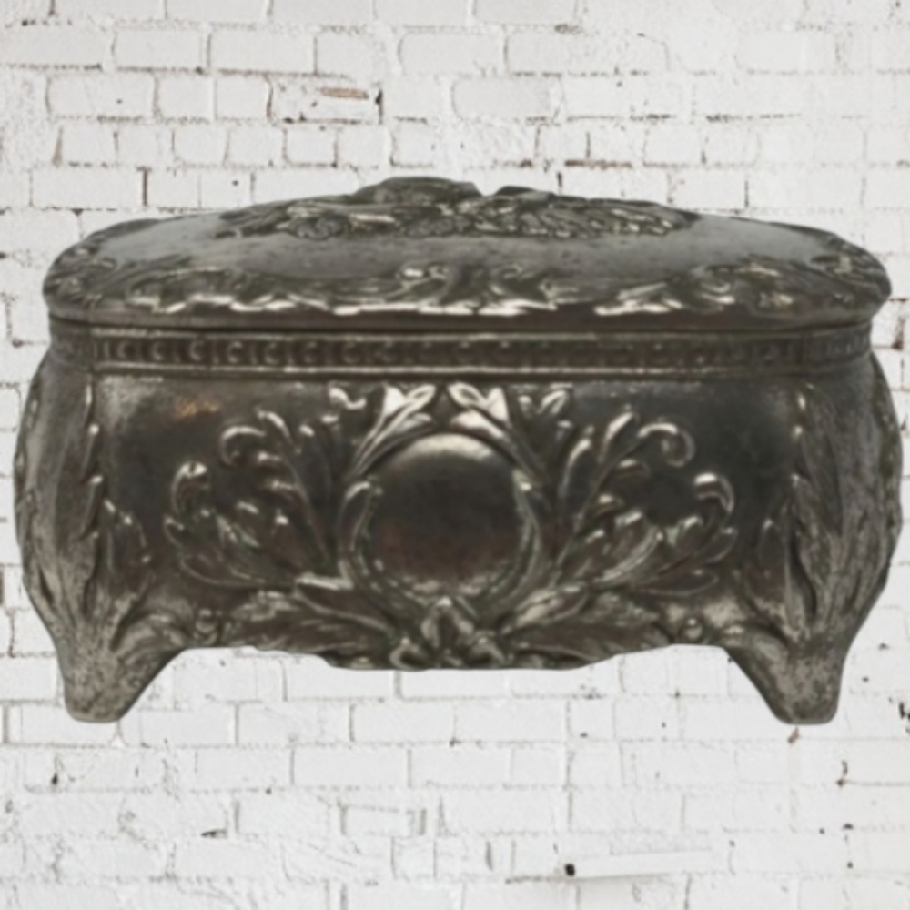 VTG SILVER TRINKET JEWELRY BOX - JAPAN